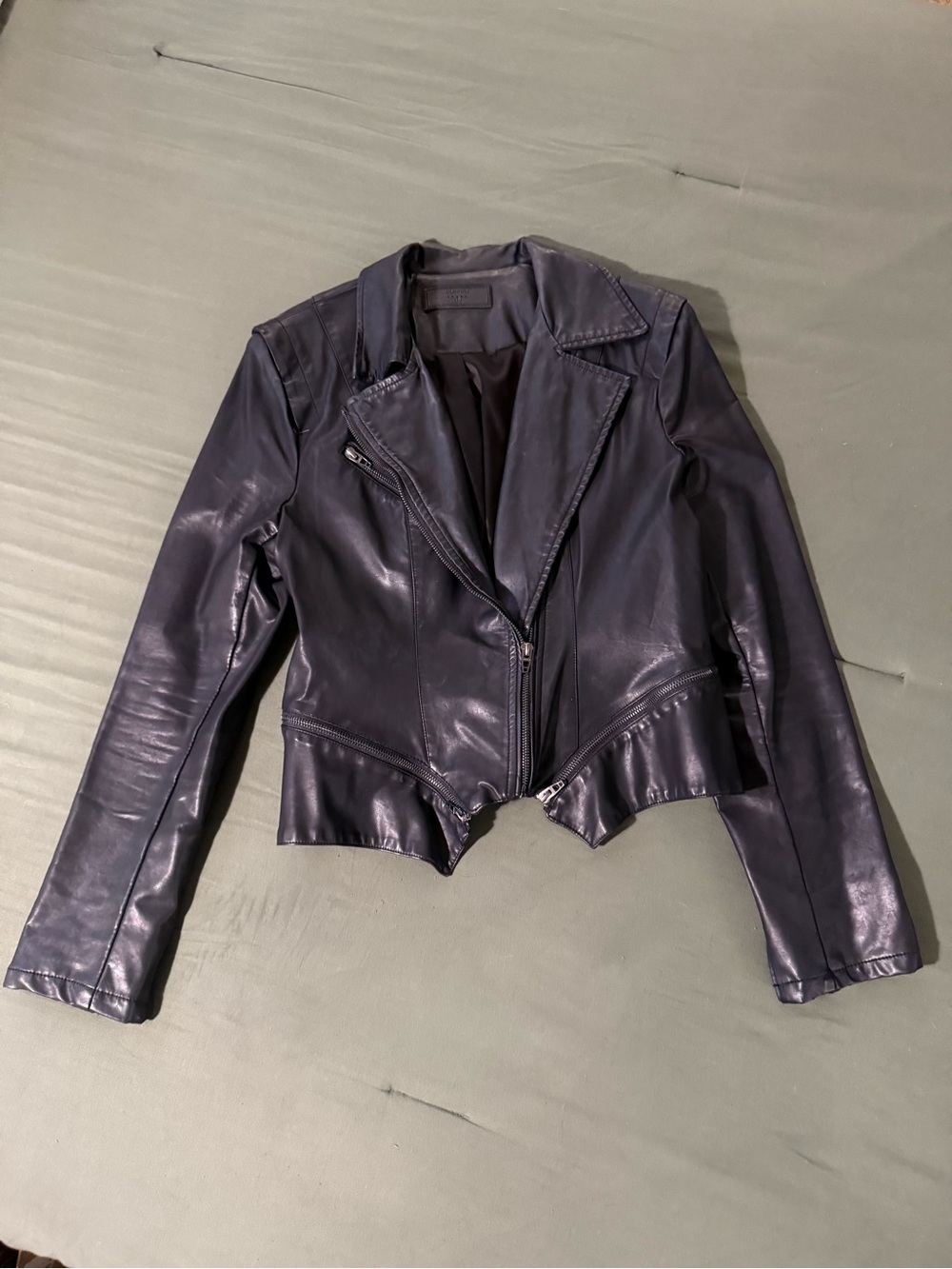 BLANKNYC Black Faux Leather Moto Jacket Size L